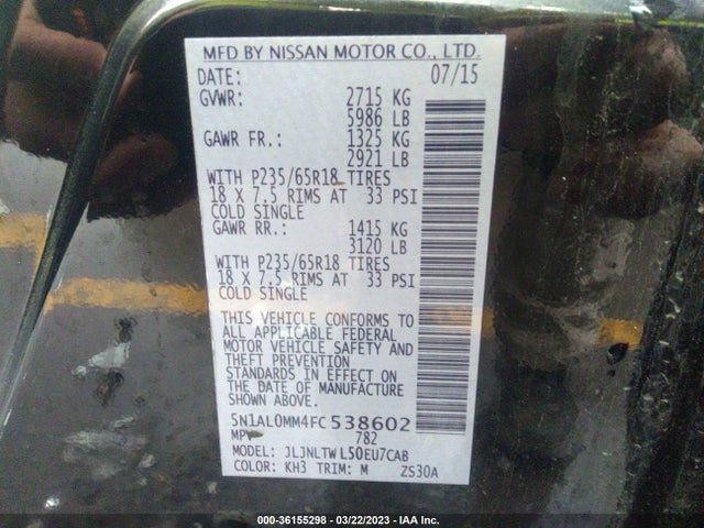 5N1AL0MM4FC538602 Infiniti QX60