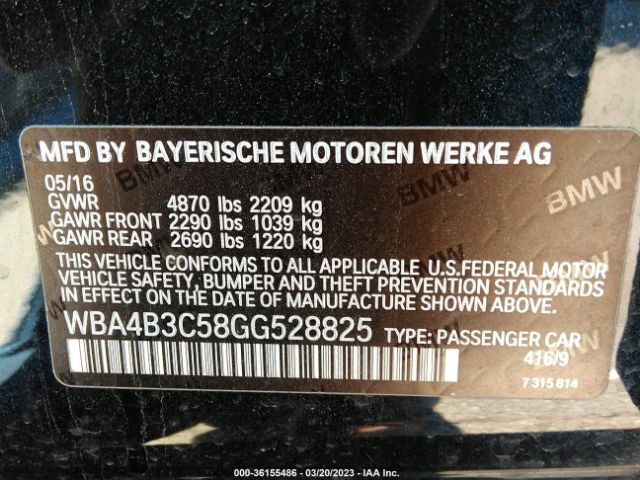 WBA4B3C58GG528825 BMW 4 Series 435i Xdrive