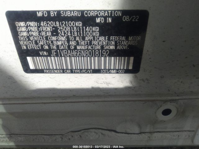 JF1VBAH66N8018192 Subaru Wrx Premium