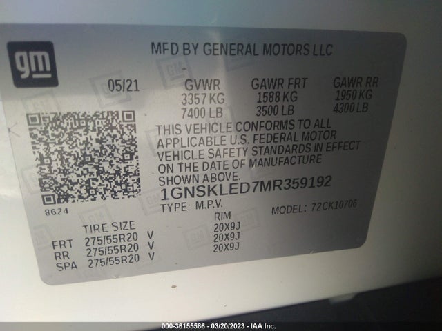 Chevrolet Tahoe Commercial 2021 1GNSKLED7MR359192 Image 9