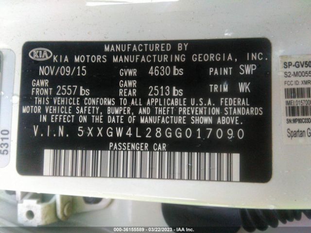 5XXGW4L28GG017090 KIA Optima Sx Turbo