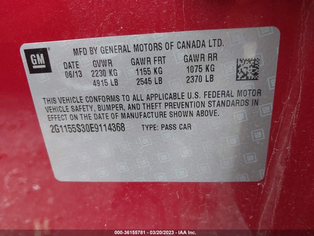 Chevrolet IMPALA LTZ 2014 2G1155S30E9114368 Image 10