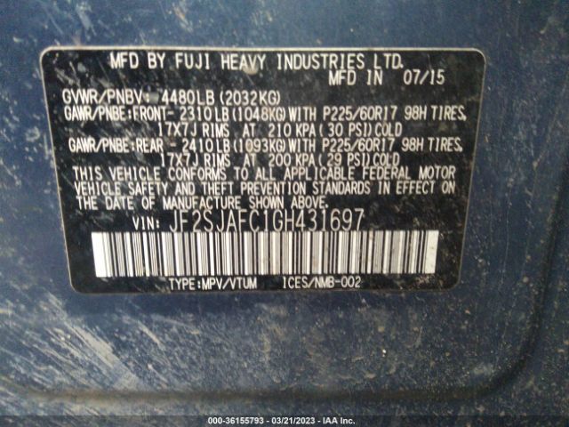 JF2SJAFC1GH431697 Subaru Forester 2.5i Premium