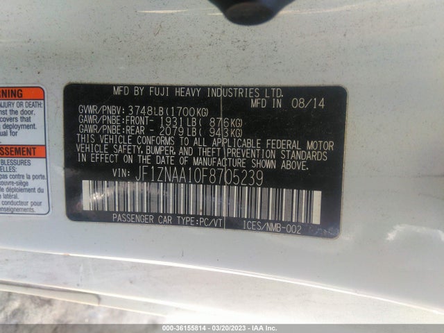 2015 SCION FR-S VIN: JF1ZNAA10F8705239