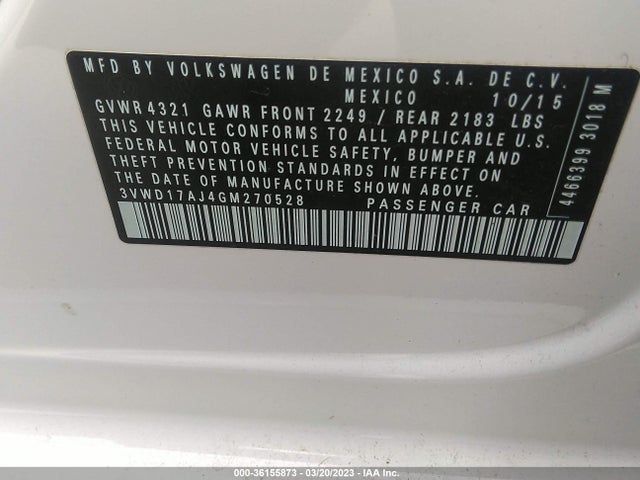 3VWD17AJ4GM270528 Volkswagen Jetta Sedan 1.8t Sport