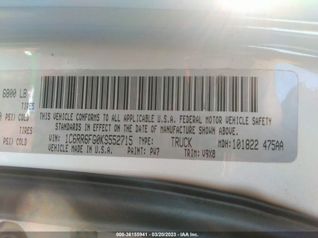 RAM 1500 Classic Tradesman 2019 1C6RR6FG0KS552715 Image 11
