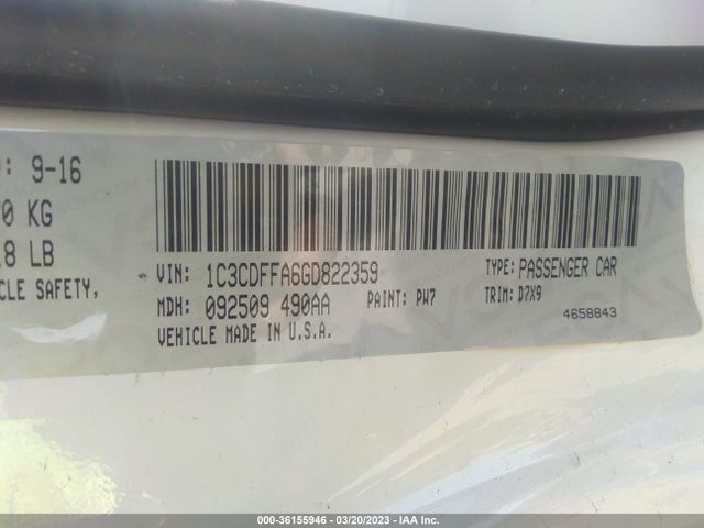 1C3CDFFA6GD822359 Dodge Dart Sxt Sport