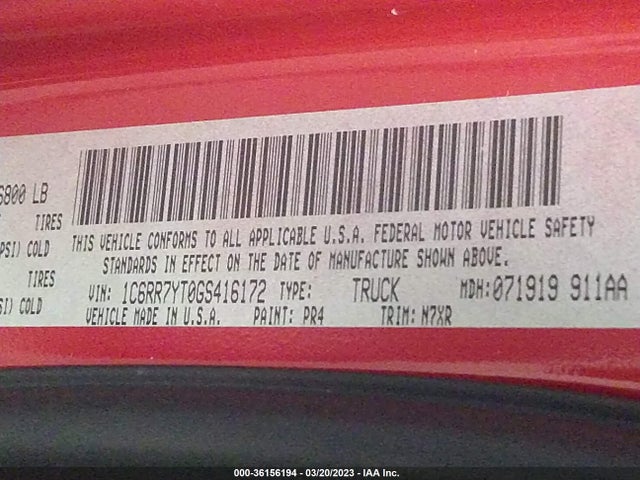 RAM 1500 Rebel 2016 1C6RR7YT0GS416172 Image 9