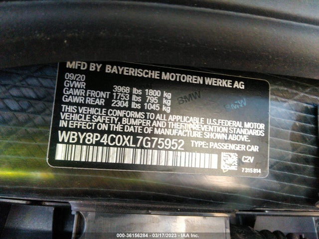 2020 BMW i3, VIN: WBY8P4C0XL7G75952