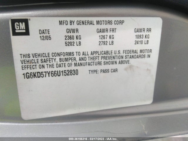 1G6KD57Y66U152830 Cadillac Dts W/1sc