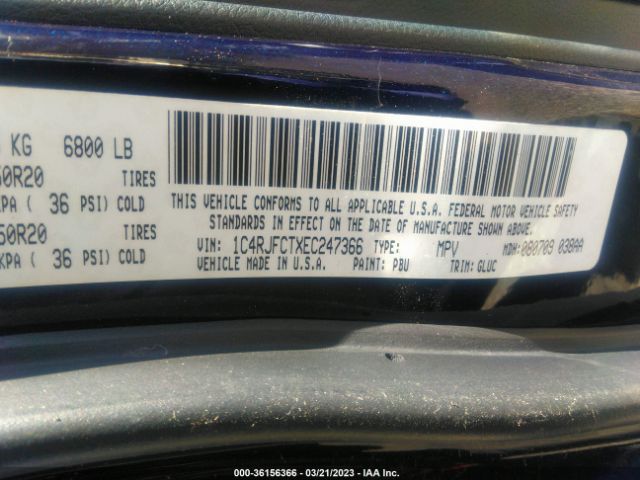 1C4RJFCTXEC247366 Jeep Grand Cherokee Overland
