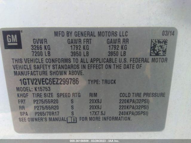 1GTV2VEC6EZ299786 GMC Sierra 1500 Slt