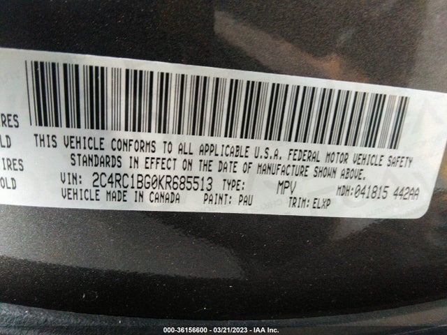 2C4RC1BG0KR685513 Chrysler Pacifica Touring L