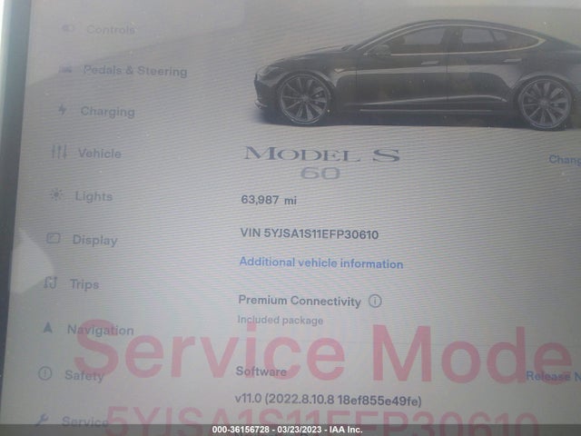 Tesla Model S 60 Kwh Battery 2014 5YJSA1S11EFP30610 Image 8