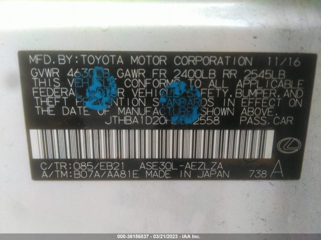JTHBA1D20H5042558 Lexus Is Is Turbo