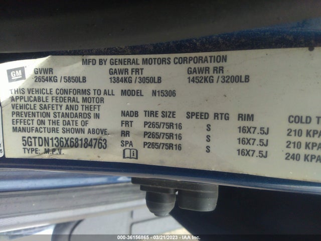 5GTDN136X68184763 Hummer H3