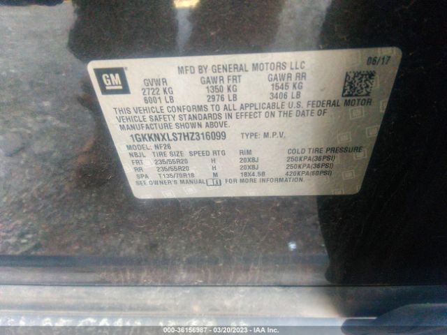 1GKKNXLS7HZ316099 GMC Acadia Denali