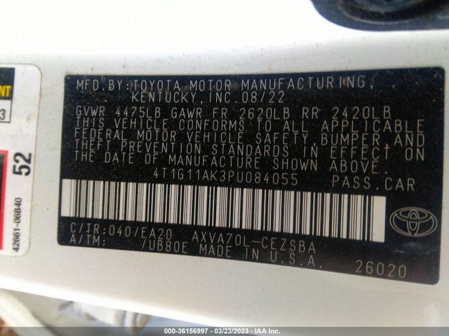 2023 TOYOTA CAMRY SE/SE NIGHTSHADE VIN: 4T1G11AK3PU084055