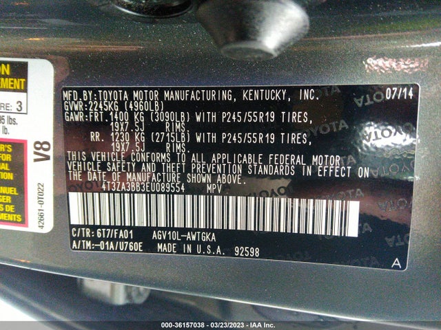 Toyota Venza Le/xle 2014 4T3ZA3BB3EU089554 Image 11