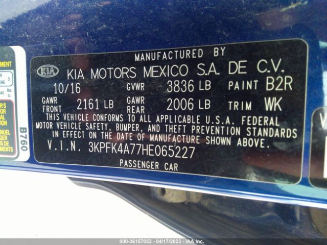 3KPFK4A77HE065227 KIA FORTE LX