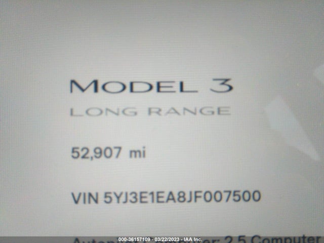 Tesla Model 3 Range Battery 2018 5YJ3E1EA8JF007500 Image 7