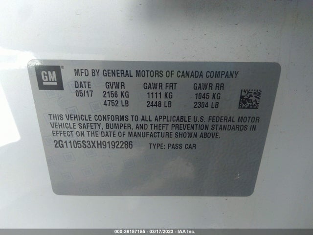 Chevrolet IMPALA LT 2017 2G1105S3XH9192286 Image 11
