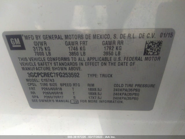 Chevrolet Silverado 1500 Lt 2015 3GCPCREC7FG253592 Image 10
