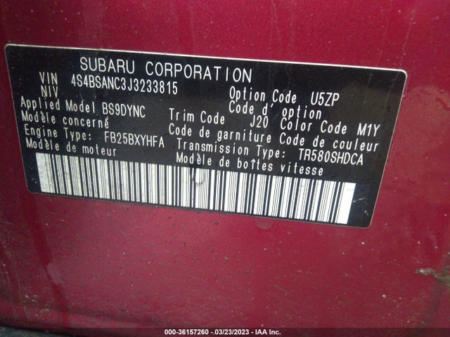 Subaru Outback Limited 2018 4S4BSANC3J3233815 Image 10