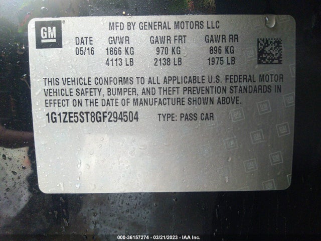 Chevrolet MALIBU LT 2016 1G1ZE5ST8GF294504 Image 9