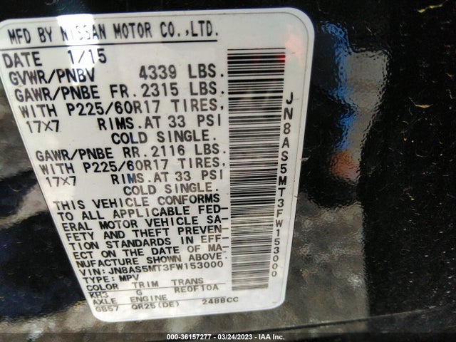 Nissan Rogue Select S 2015 JN8AS5MT3FW153000 Image 9
