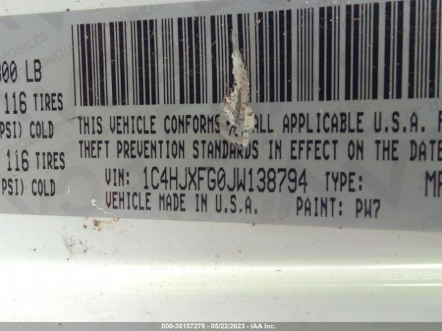 1C4HJXFG0JW138794 Jeep Wrangler Unlimited Rubicon