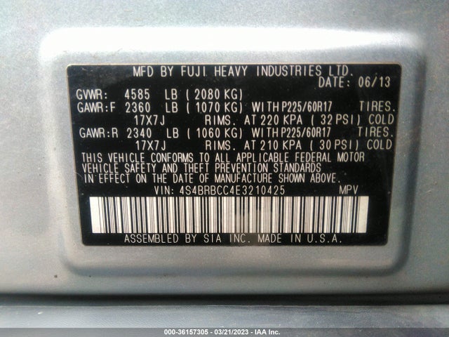 4S4BRBCC4E3210425 Subaru Outback 2.5i Premium