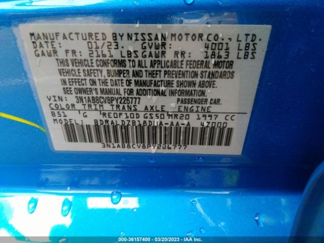 3N1AB8CV8PY226777 Nissan SENTRA SV