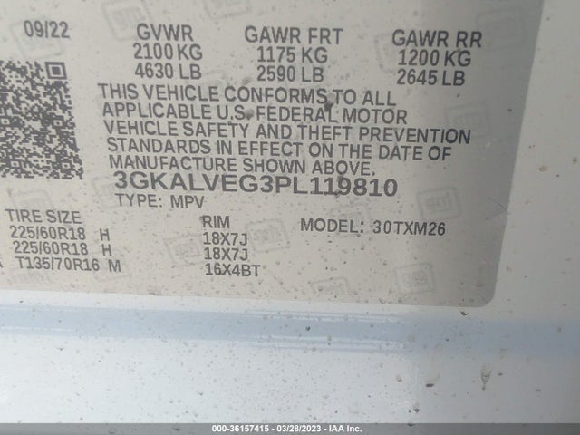 2023 GMC TERRAIN SLT VIN: 3GKALVEG3PL119810