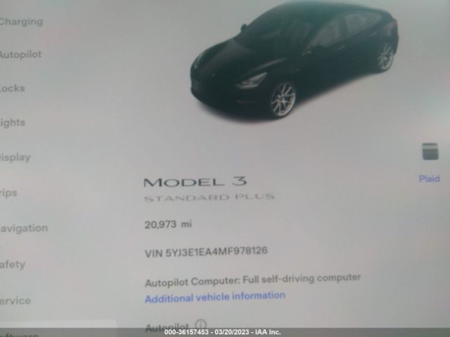 5YJ3E1EA4MF978126 Tesla Model 3 Standard Range Plus