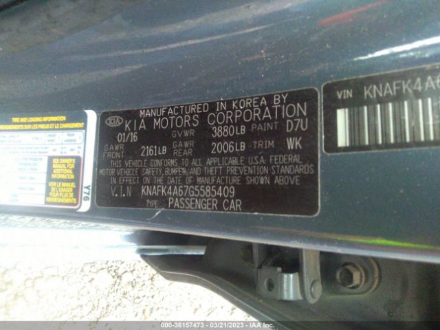 KNAFK4A67G5585409 KIA FORTE LX