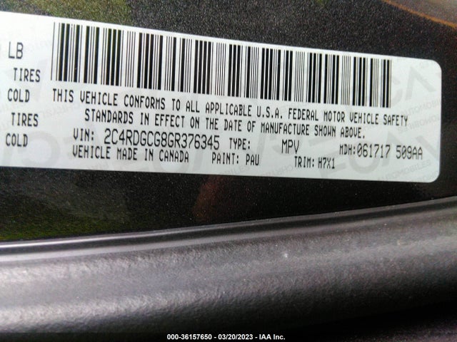 Dodge Grand Caravan Sxt 2016 2C4RDGCG8GR376345 Image 9