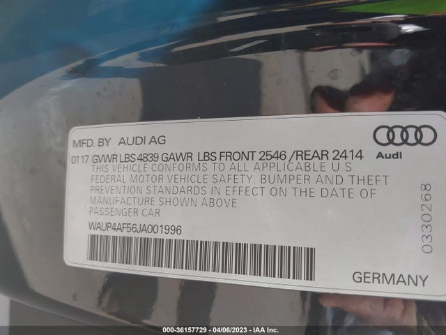 WAUP4AF56JA001996 Audi S5 Coupe Premium Plus