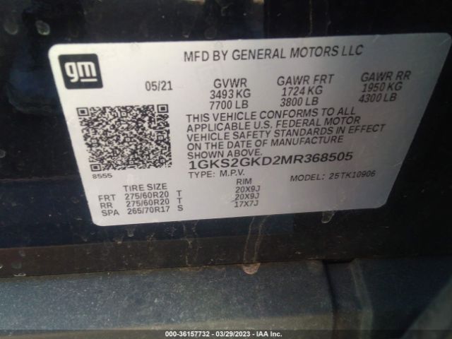 1GKS2GKD2MR368505 GMC Yukon Xl Slt