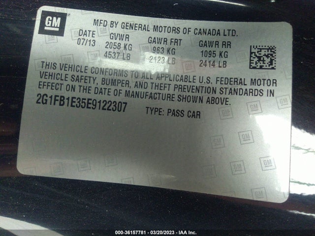 Chevrolet CAMARO LT 2014 2G1FB1E35E9122307 Image 10