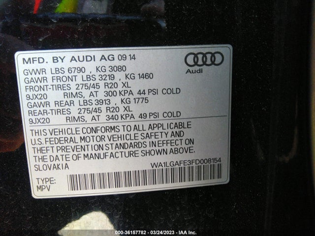 WA1LGAFE3FD008154 Audi Q7 3.0t Premium Plus