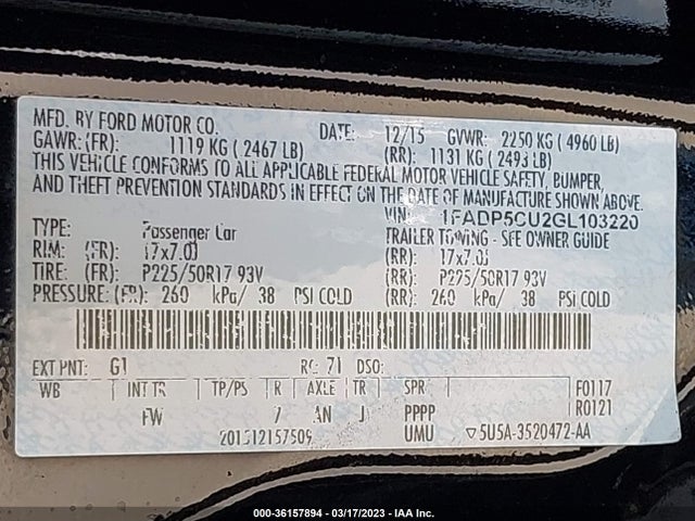 Ford C-max Energi Sel 2016 1FADP5CU2GL103220 Image 11