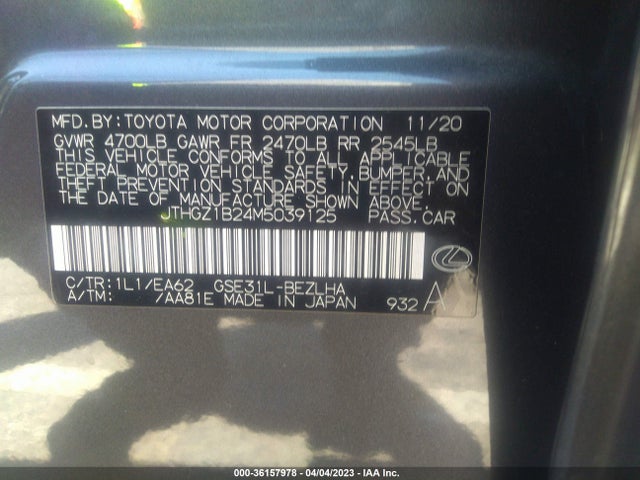 JTHGZ1B24M5039125 Lexus Is Is 350 F Sport
