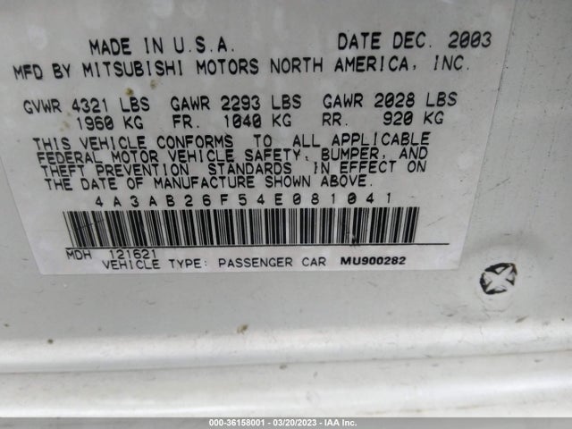4A3AB26F54E081041 Mitsubishi Galant De