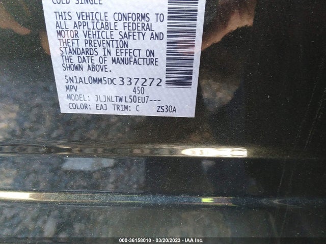 2013 INFINITI JX VIN: 5N1AL0MM5DC337272