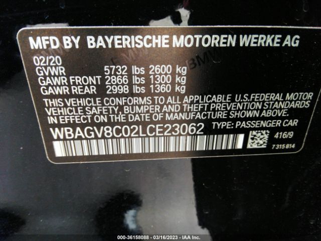 WBAGV8C02LCE23062 BMW 8 Series M850i