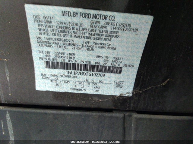Ford Taurus Limited 2015 1FAHP2F8XFG102709 Image 10