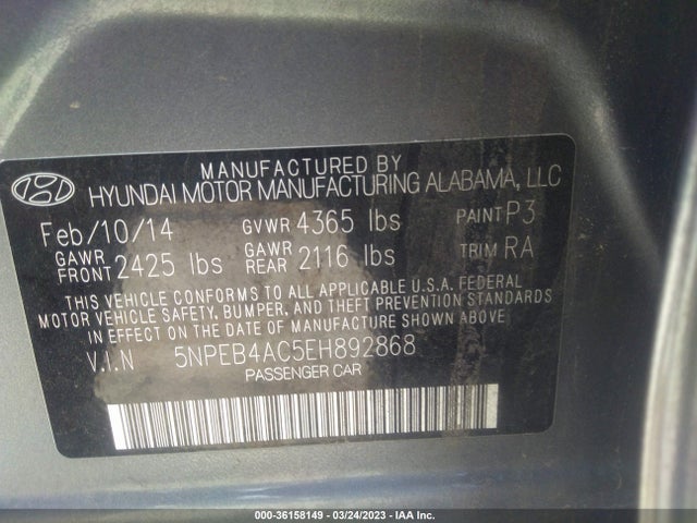 Hyundai SONATA GLS 2014 5NPEB4AC5EH892868 Image 10