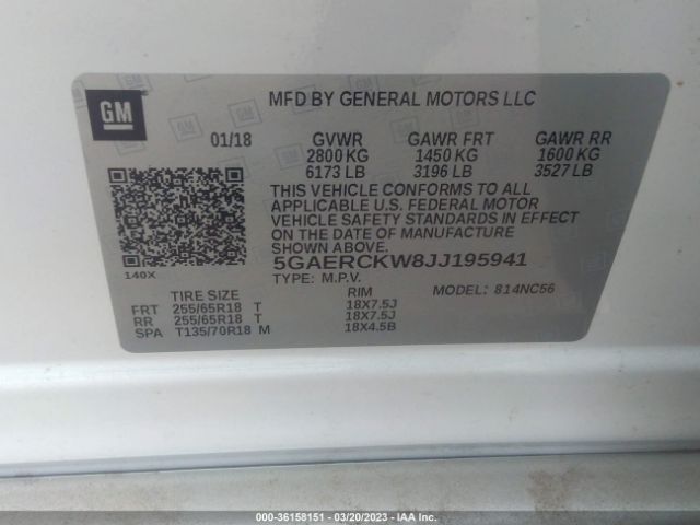 5GAERCKW8JJ195941 Buick Enclave Premium