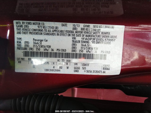 Ford FOCUS SE 2014 1FADP3F2XEL179957 Image 10